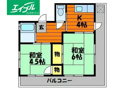 美土里マンション(2K/3階)の間取り写真