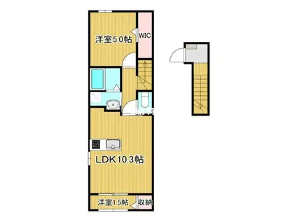 ROSA I(1LDK/2階)の間取り写真