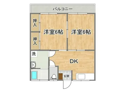 山内アパート1棟(2DK/2階)の間取り写真