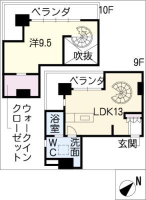 OZ ALLOGGIO(1LDK/10階)の間取り写真