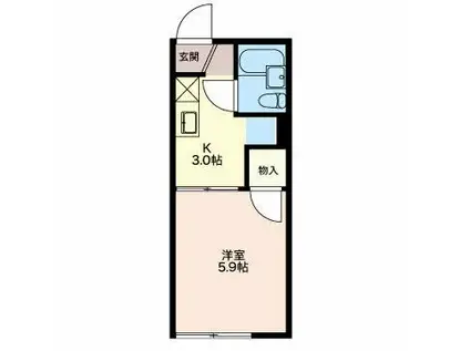 ステップ1長良(1K/2階)の間取り写真