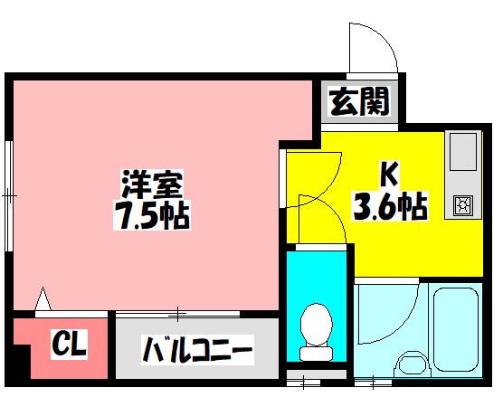 シャルマン早苗(1K/2階)の間取り写真