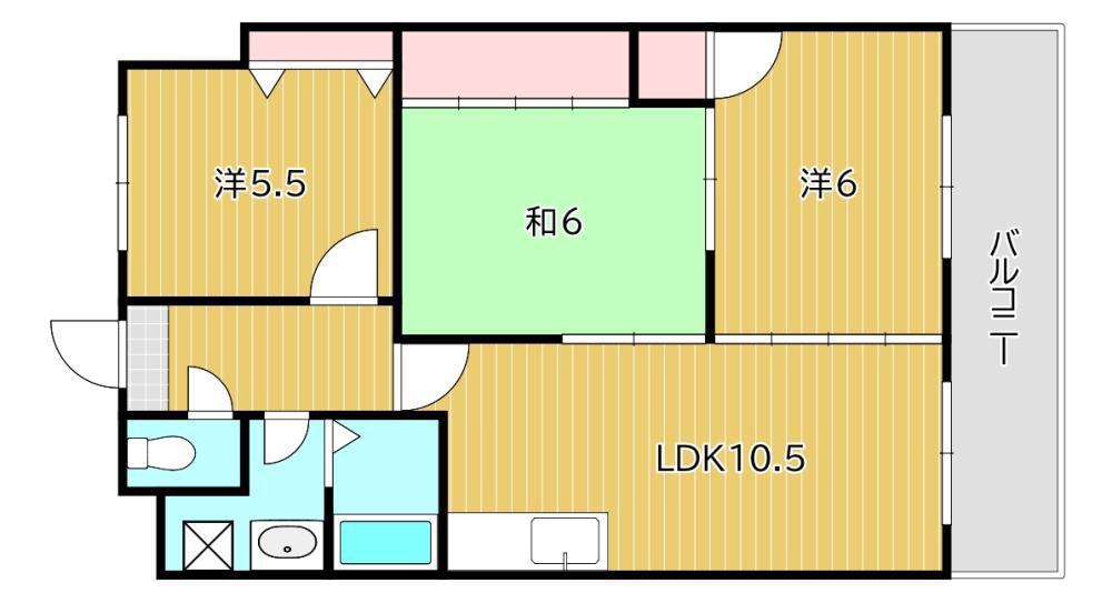 スカール上上津役(3LDK/2階)の間取り写真