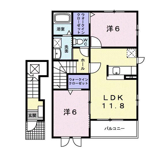 FAMILLE C棟(2LDK/2階)の間取り写真