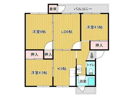 京口団地10号棟(3LDK/1階)の間取り写真