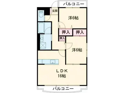 ブラウニィヒル(2LDK/1階)の間取り写真