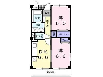 メゾン・ド・フローレ(2DK/2階)の間取り写真