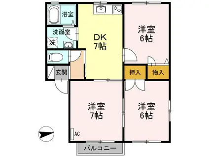 パティオスII A/B(3DK/1階)の間取り写真