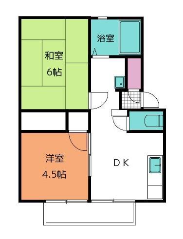 コーポラスさとう B・C(2DK/1階)の間取り写真