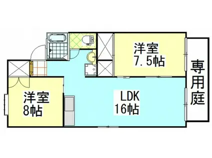 グランドハイツ西崎II(2LDK/1階)の間取り写真