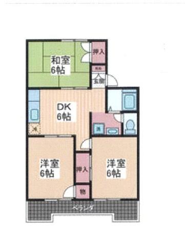 パレーシャル牛田A(3DK/2階)の間取り写真