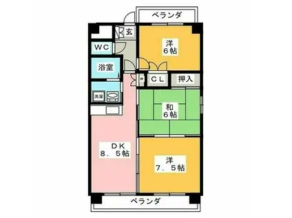 ラ・ミノール(3DK/4階)の間取り写真