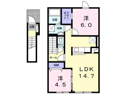 エム・スクエア(2LDK/2階)の間取り写真