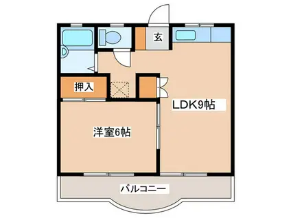 ウエストヒルズII(1LDK/2階)の間取り写真