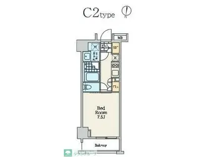 クレストコート中野富士見町(1K/6階)の間取り写真