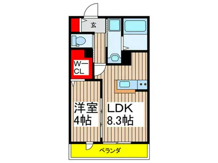 グリーンテラスC(1LDK/2階)の間取り写真