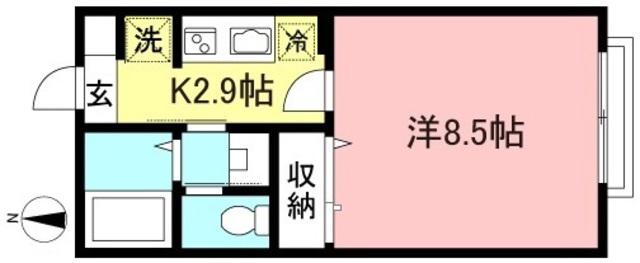 カサグランデ(1K/1階)の間取り写真