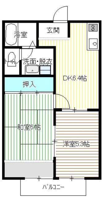 ソレイユトリス(2DK/1階)の間取り写真