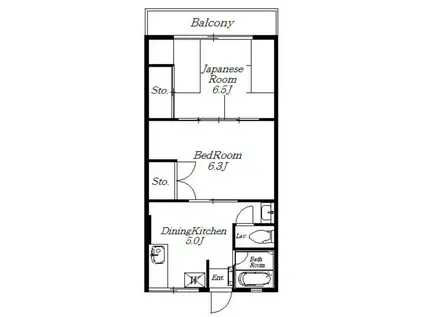 シティハイムソフィア(2DK/1階)の間取り写真