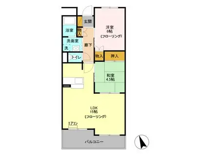 リヴィエールI(2LDK/2階)の間取り写真