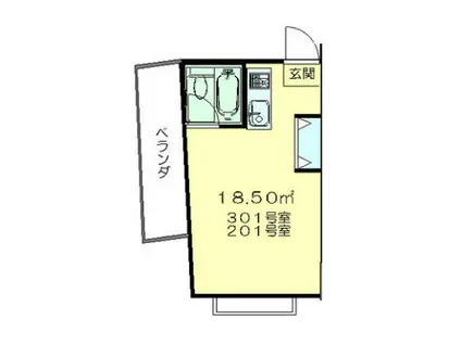 ワンズユース今寺(ワンルーム/2階)の間取り写真