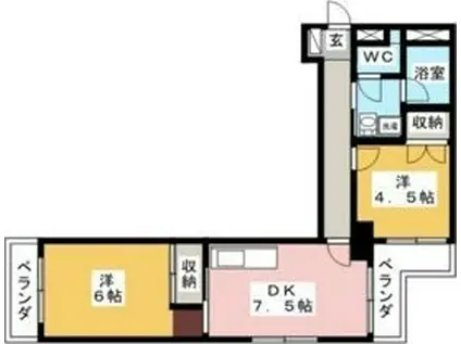 レヴァンテ岐阜(2DK/5階)の間取り写真