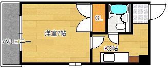 西本ビル(1K/2階)の間取り写真