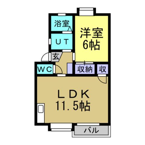 OASIS SATONAKA B棟(1LDK/1階)の間取り写真