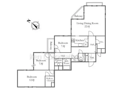 ハイツ高輪(3LDK/1階)の間取り写真