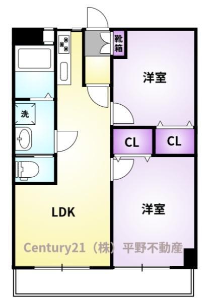 組坂ビル8(2LDK/6階)の間取り写真