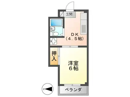 ラヴィアンローズ(1K/1階)の間取り写真