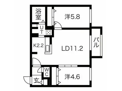 ブランシャールEK琴似(2LDK/4階)の間取り写真