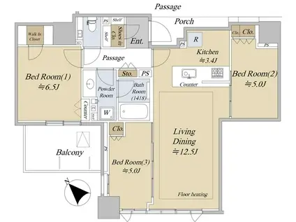 スカイフォレストレジデンス(3LDK/4階)の間取り写真