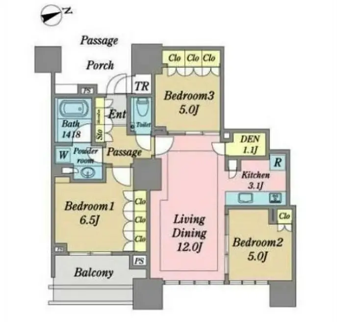 DEUX TOURS WEST 20階階 間取り