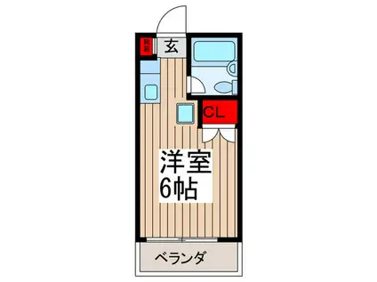 クレール菅野(ワンルーム/2階)の間取り写真