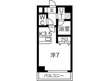 グランシャリオ長谷(1K/4階)の間取り写真