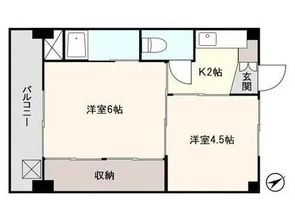 アシスト足利マンションI(2K/4階)の間取り写真