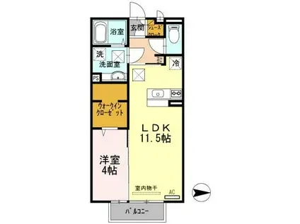 セジュールショコラ(1LDK/1階)の間取り写真