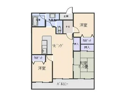 おかたマンション(3LDK/7階)の間取り写真