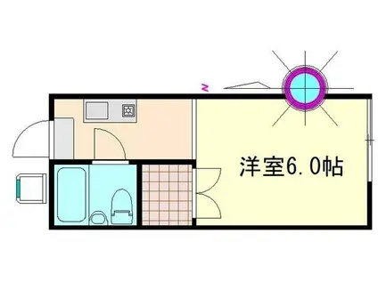 宜雨荘(ワンルーム/1階)の間取り写真