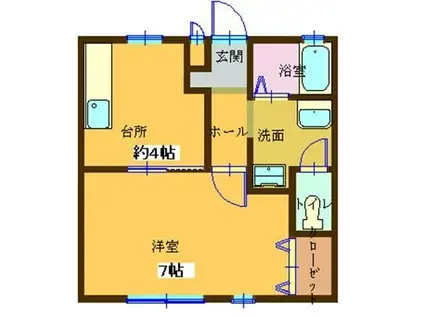 ヒルトップ(1DK/1階)の間取り写真