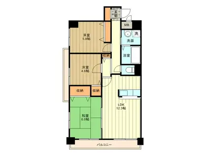 ラフィネ立川(3LDK/7階)の間取り写真