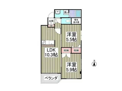 CITY PARK 光(2LDK/5階)の間取り写真