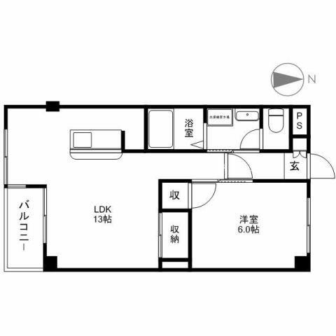 シティパル若宮1番館A(1LDK/1階)の間取り写真