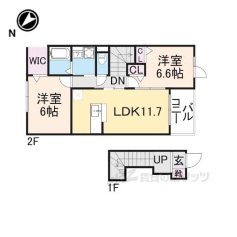 オルテンシアⅠ(2LDK/2階)の間取り写真