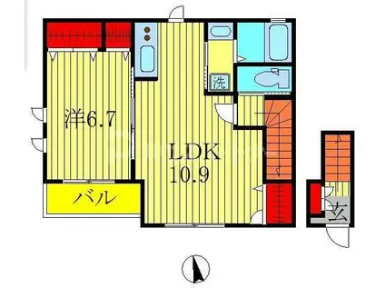 あけぼのサンハイツ(1LDK/2階)の間取り写真