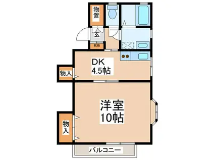 ホシバコーポ(1DK/1階)の間取り写真