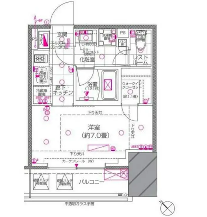 ピアース赤坂 7階階 間取り