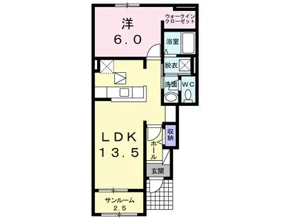 オード・シエルII(1LDK/1階)の間取り写真