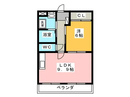 エクセル・パル(1LDK/1階)の間取り写真